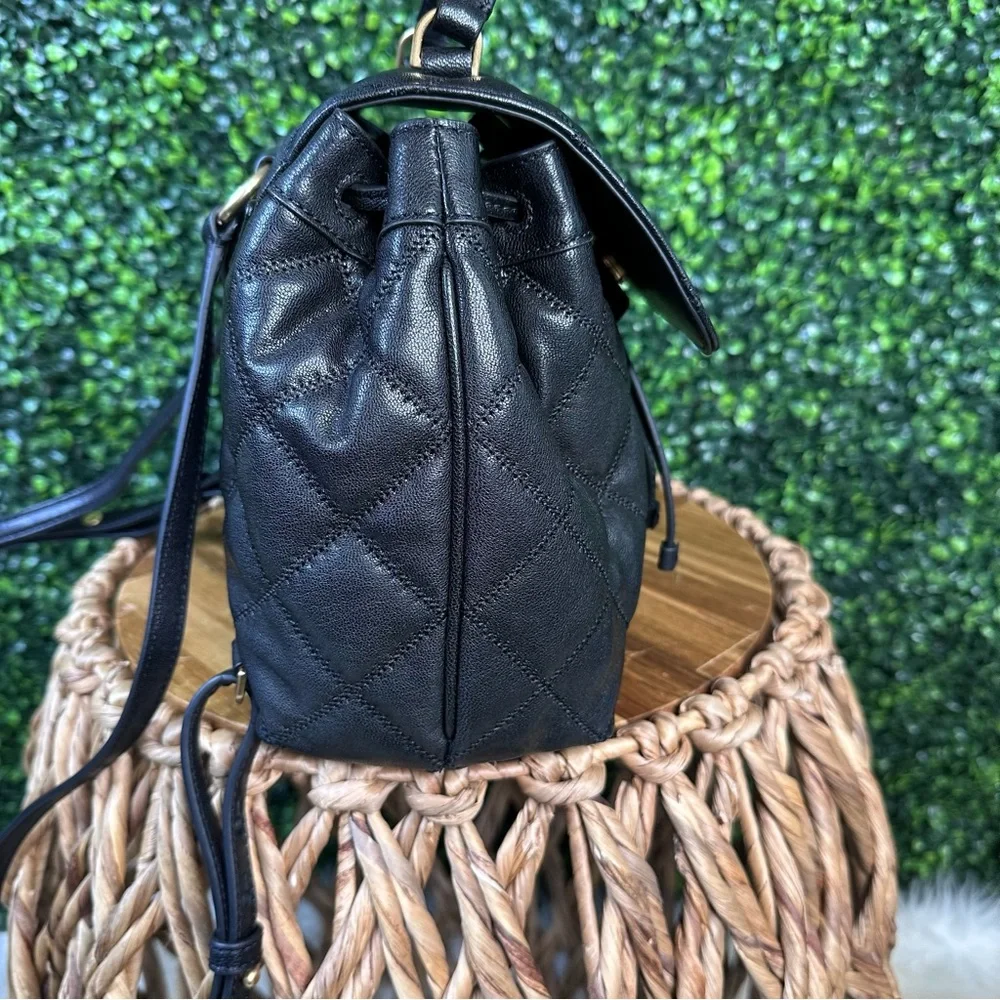 NWOT Tory‎ Burch Willa Leather Quilted Backpack Black Gold